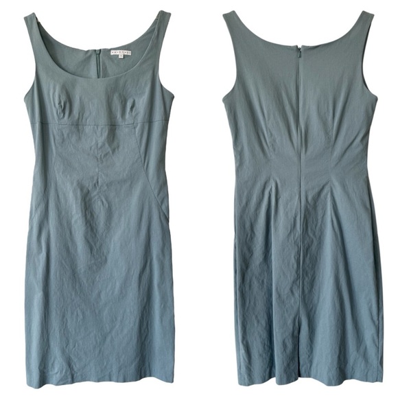 Vintage 90s Minimal Pale Blue Mini Dress Size 5 6 Medium Structured Sleeveless - Picture 1 of 6